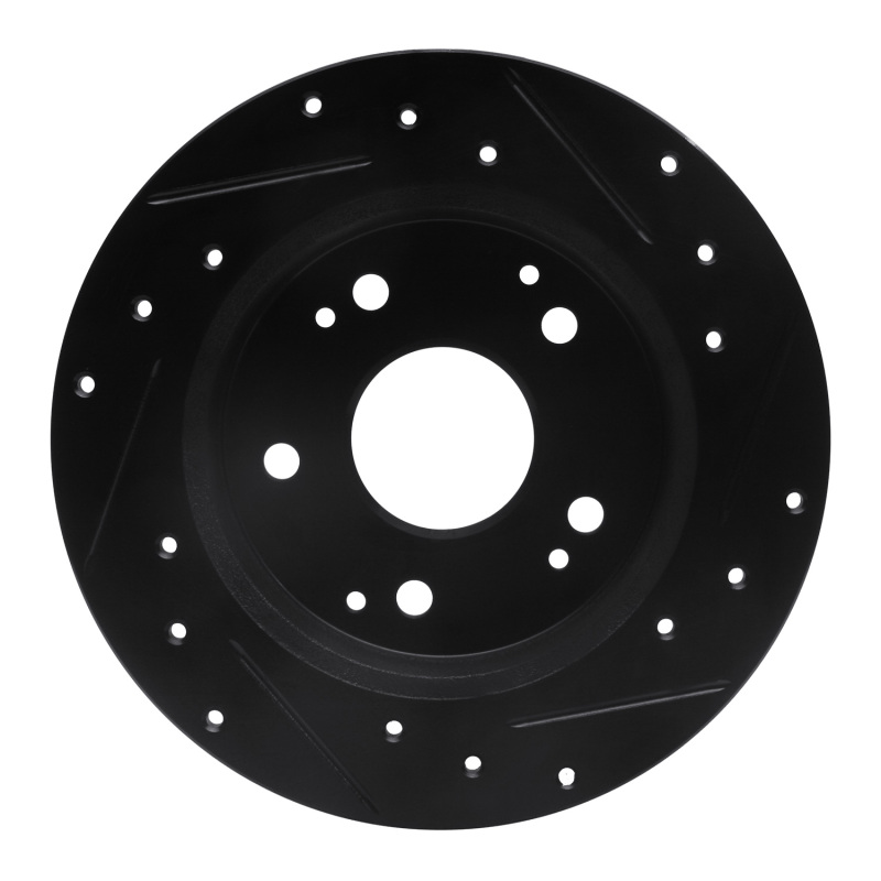 Acura RSX Brake Rotor (1) - Rear Left - R1 Concepts - Drilled & Slotted - Black - `97-`06